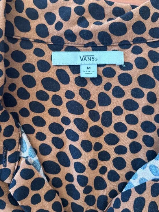 Van's Polka Dot Indie Sleaze Animal Print Short Sleeve Button Down - Picture 2 of 5